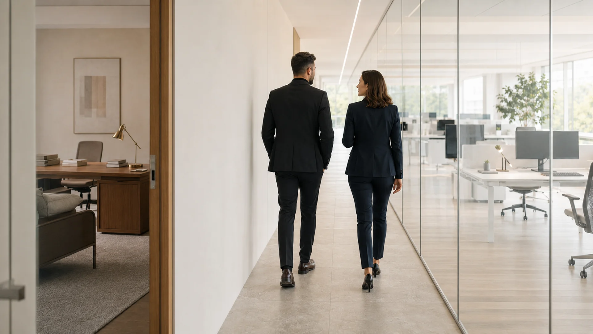 IT-Transformation: Blick durch ein Büro auf parallel arbeitende Teams